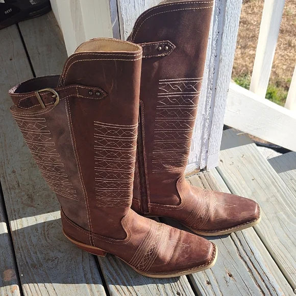 Durango Women's Crush 14 In. Half Zip Western Boots, Brown Vintage, DRD0203 - Picture 5 of 6